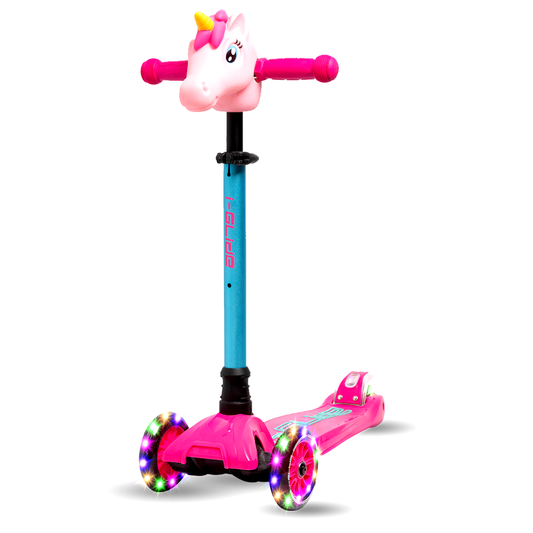 I-GLIDE 3 Wheel Kids Scooter with Unicorn Head - Pink/Aqua