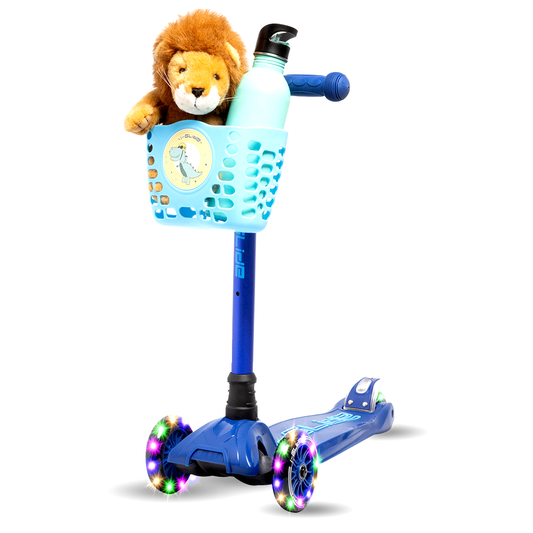 I-GLIDE 3 Wheel Kids Scooter with Basket - Blue/Blue