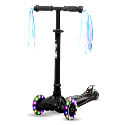 I-GLIDE 3 Wheel Kids Scooter with Ribbons - Black