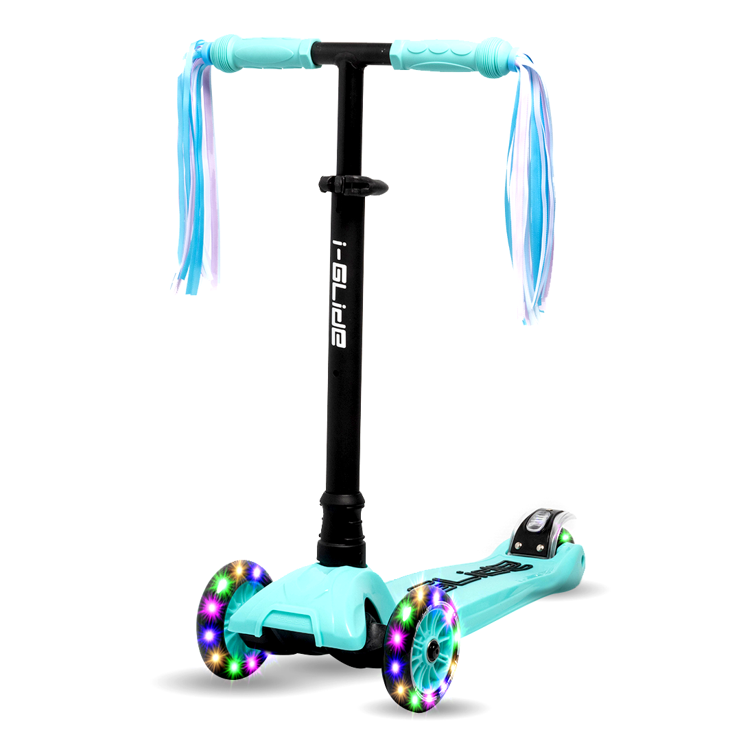 I-GLIDE 3 Wheel Kids Scooter with Ribbons - Aqua