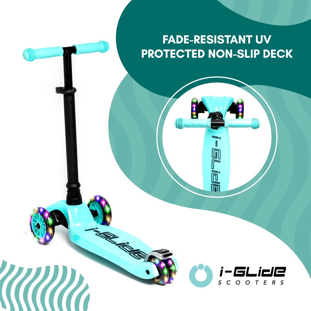 I-GLIDE 3 Wheel Kids Scooter with Ribbons - Aqua