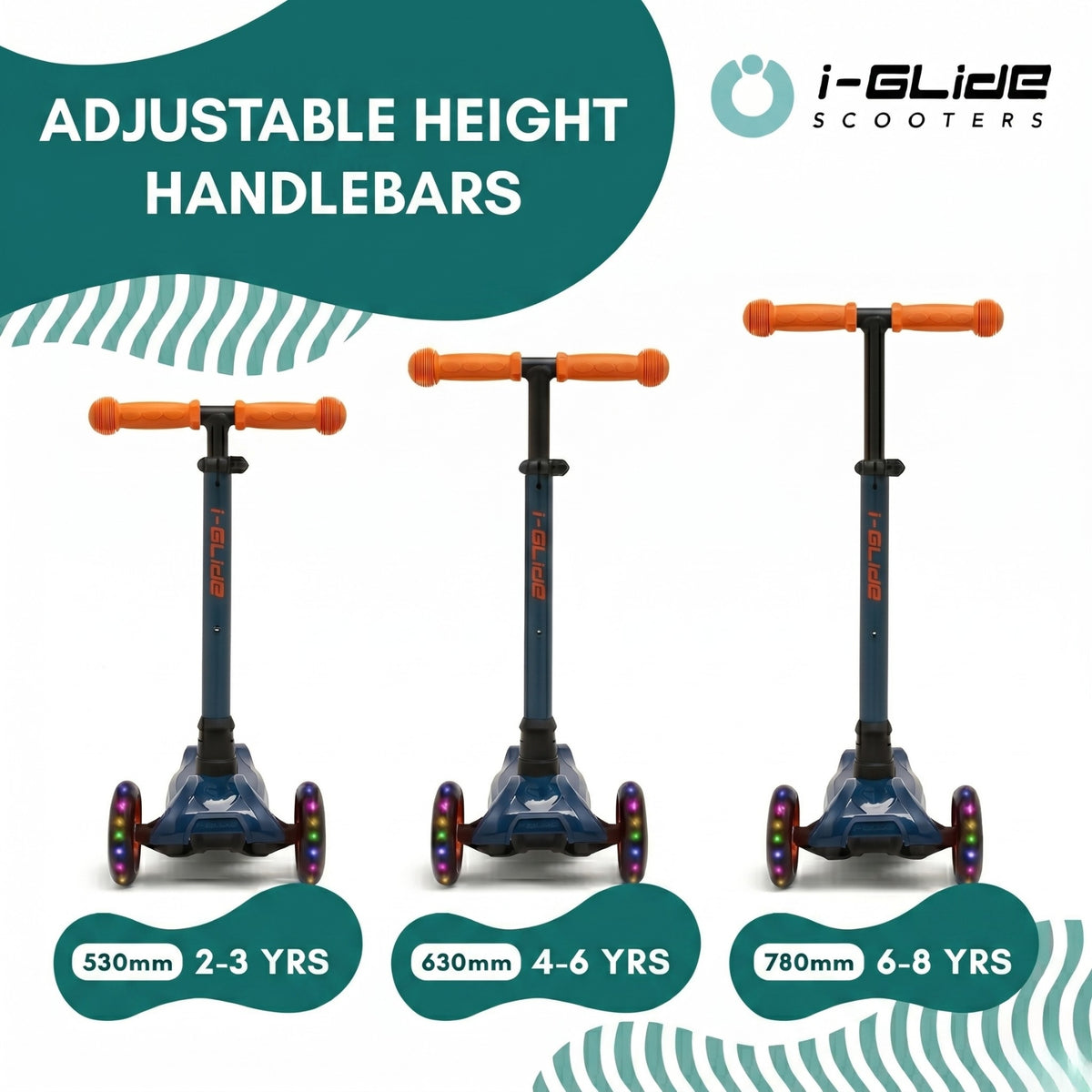 i-GLIDE 3 Wheel Kids Scooter - Blue/Orange