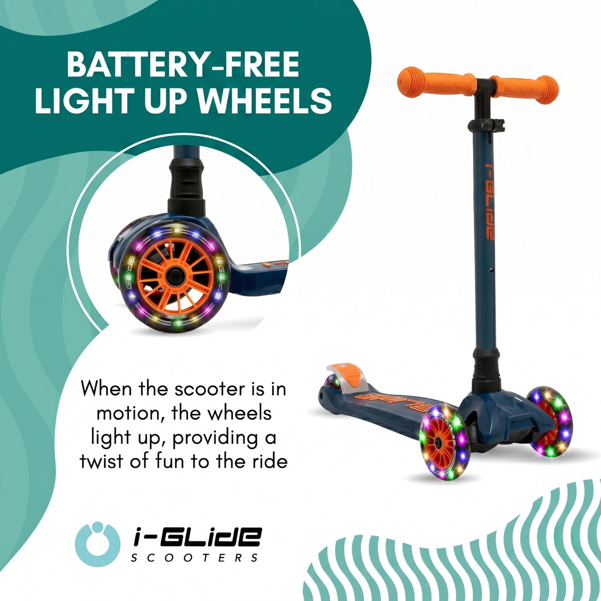 i-GLIDE 3 Wheel Kids Scooter - Blue/Orange