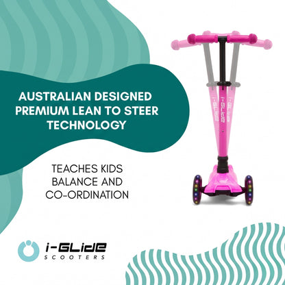 i-GLIDE 3 Wheel Kids Scooter - Hot Pink