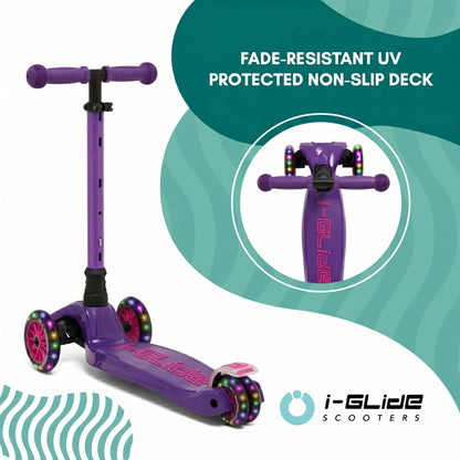 i-GLIDE 3 Wheel Kids Scooter - Purple/Pink