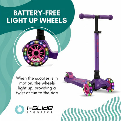 i-GLIDE 3 Wheel Kids Scooter - Purple/Pink