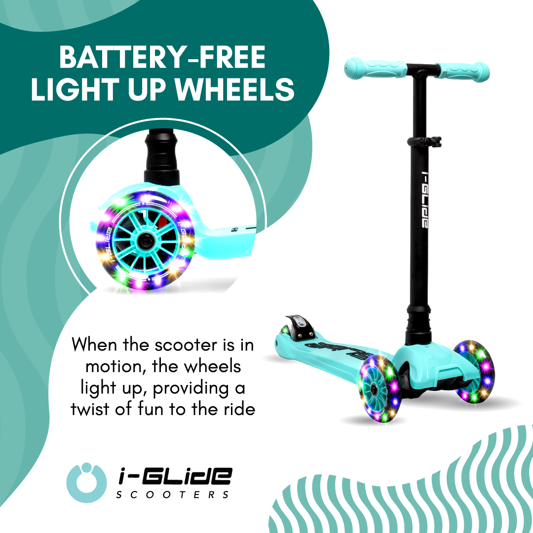 I-GLIDE 3 Wheel Kids Scooter with Ribbons - Aqua