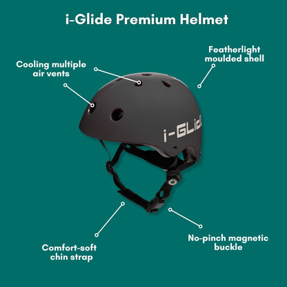 i-Glide Premium Kids Helmet - Black